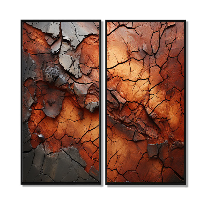 Collage d'arbre de séquoia abstrait brun et brun - art mural traditionnel, H 32 po x l 32 po, Noir