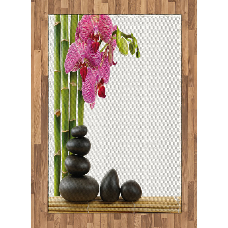 Spa Themed High Density Long Fiber Poly Threads Decorative Area Rug Carpet, Rectangle 4' x 5'8"