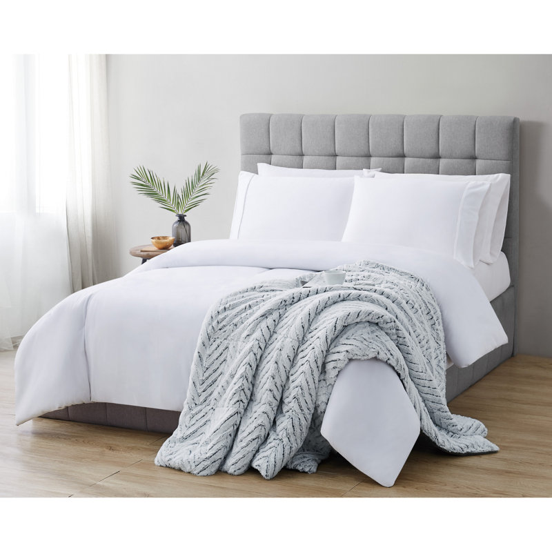Gray Chevron Faux Fur Luxury Throw Blanket 60" x 70"