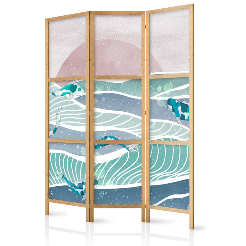 171cm H Solid Wood Folding Room Divider, 171cm H x 135cm W x 1.2cm D, 3
