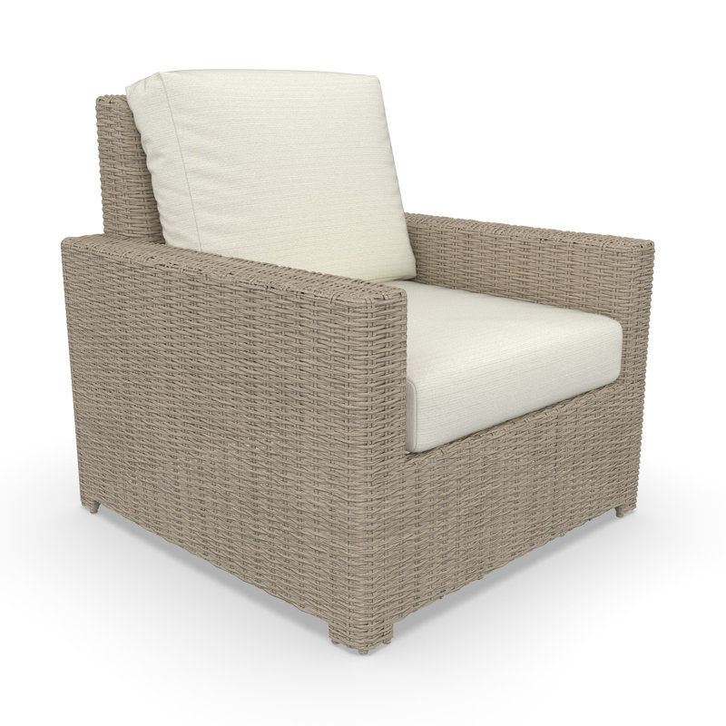 Chaise d'extérieur Henri avec coussins Sunbrella, Tissu naturel Sunbrella