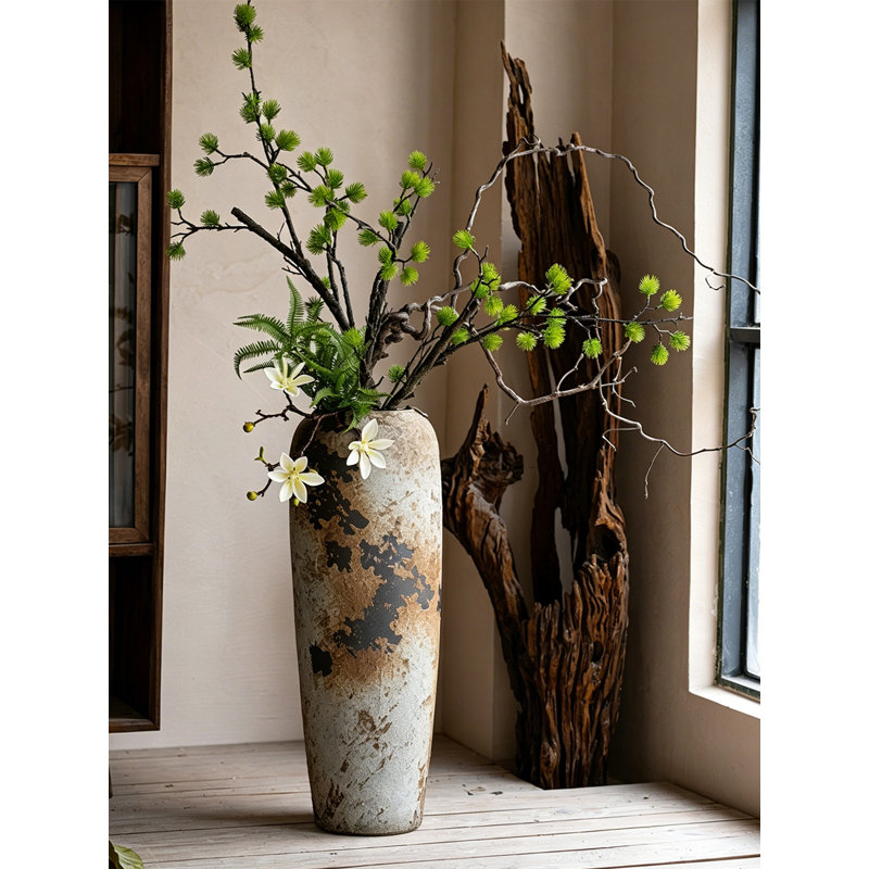 Grand vase à fleurs Wabi Sabi, 29.5" H x 10.2" W x 10.2" D