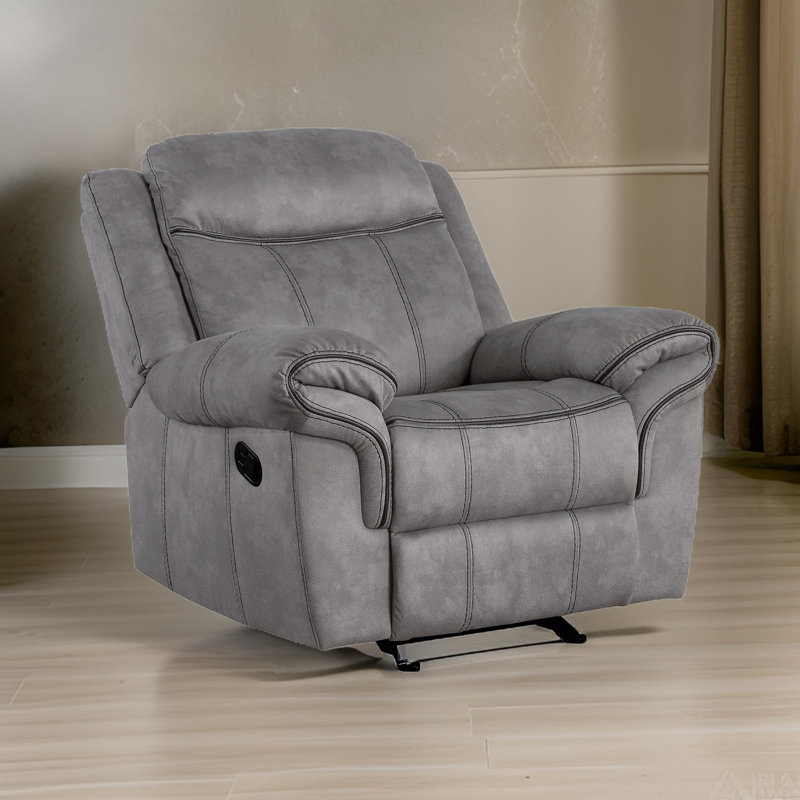 Jemma 42" W Velvet Manual Glider Standard Recliner Living Room Side Chair, Gray Brown