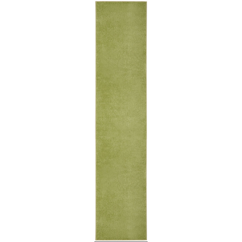 Mullican Sandy Solid Green Easy Care Indoor/Outdoor Area Rug, Runner 2'2" x 18'