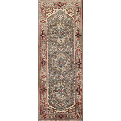 Tapis de couloir indien gris 3x8