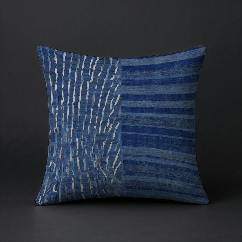 Coussin décoratif intérieur / extérieur gris Modern Modern, Gris / beige / brun clair abstrait 5, Carré 16 po