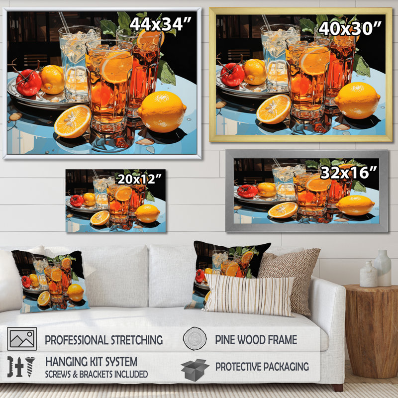 Cocktail Symphony III sur impression sur toile, H 16 po x l 32 po x P 1 po, Cadre flottant noir