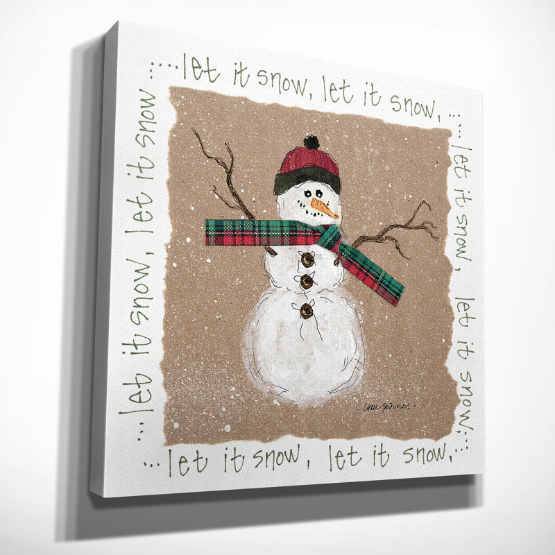 « bonhomme de neige », reproduction d’art sur toile tendue, H 16 po x l 16 po x P 1,5 po