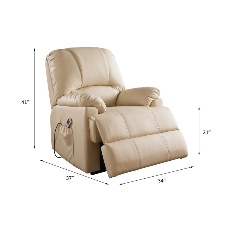 Faux Leather Lift Assist Recliner, Beige Faux Leather