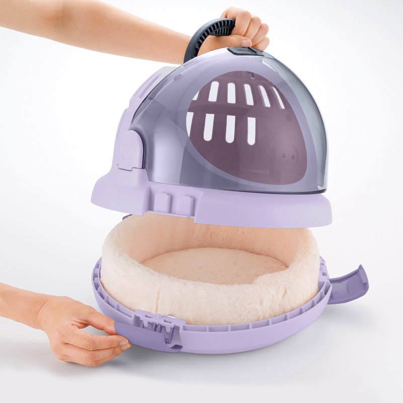 Lavender Plastic Space Capsule Pet Carrier and Bed
