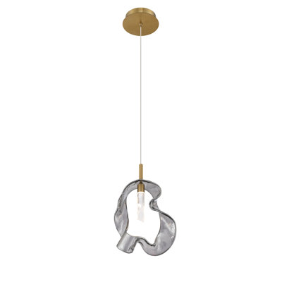 Norah, Pendant, 13", Gold, Smoked Glass