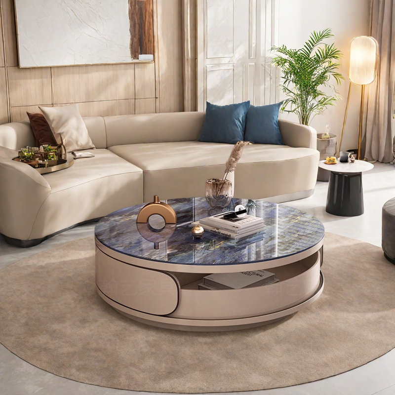 Table basse ronde Luxe, Bleu