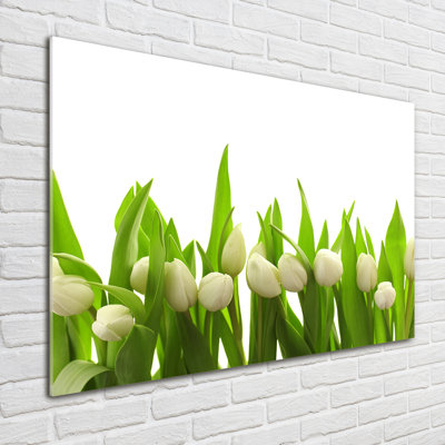 White Tulips - No Frame Print on Glass