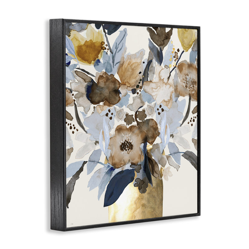 Giclée encadrée expressive Earthy Blossoms, design par Val Rhodes, Giclée noire de minuit encadrée, H 30 po x l 24 po