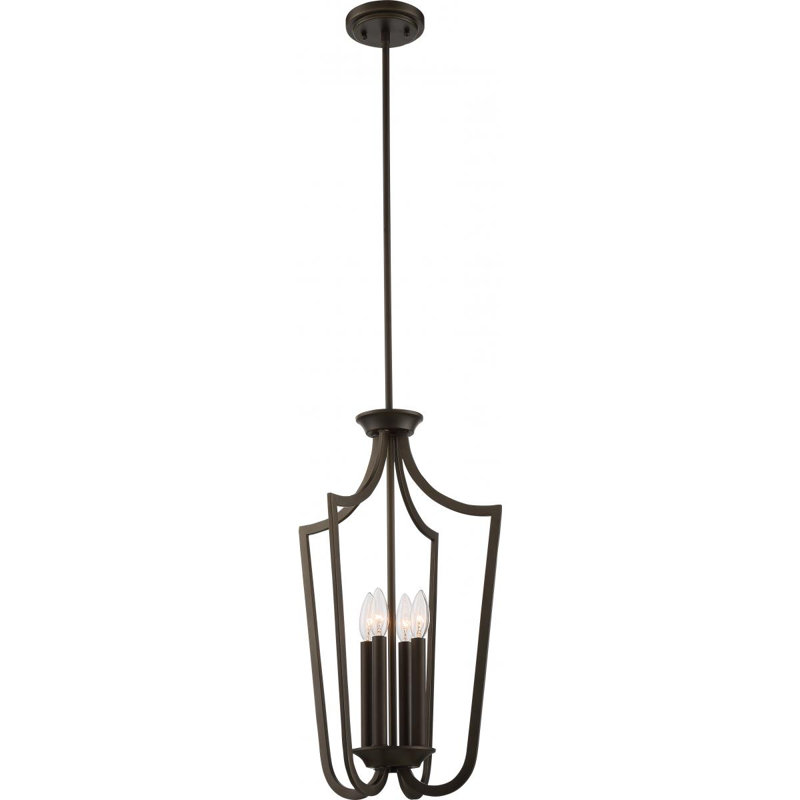 Luminaire suspendu géométrique 4 lumières Alejandre, Bronze forêt