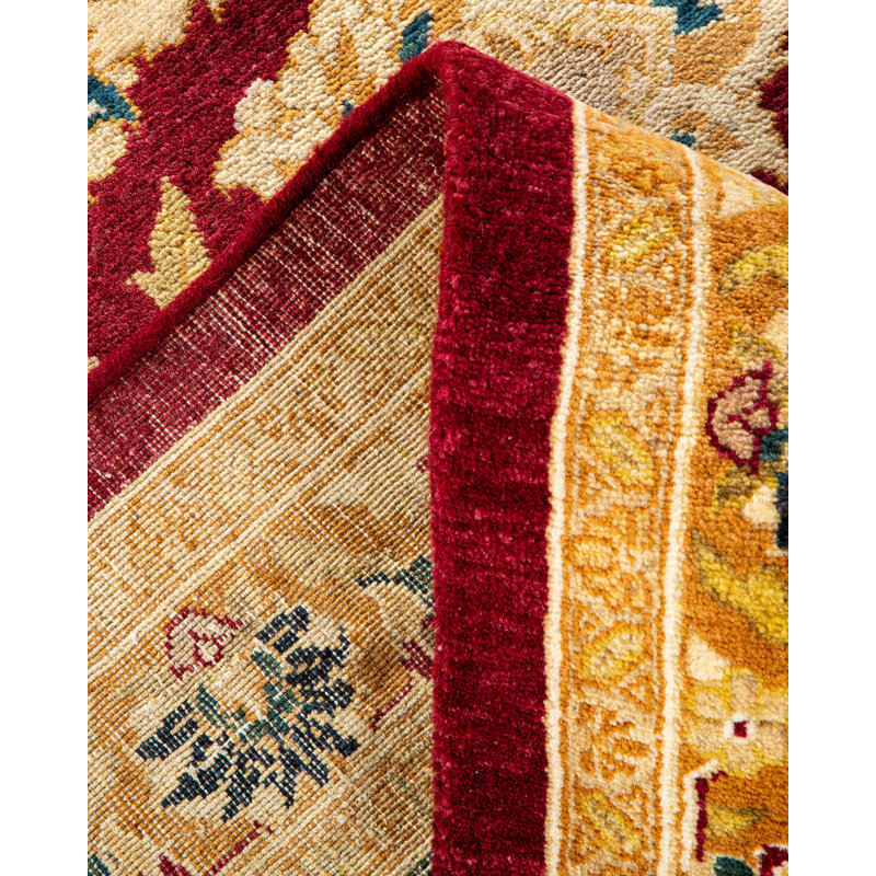Tapis rouge / bleu noué à la main de conception unique 8 pi 2 po x 10 pi 4 po Keenan