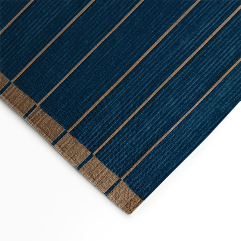 Tapis intérieur / extérieur bleu HorizontalStripes, Rectangulaire 3 pi x 5 pi