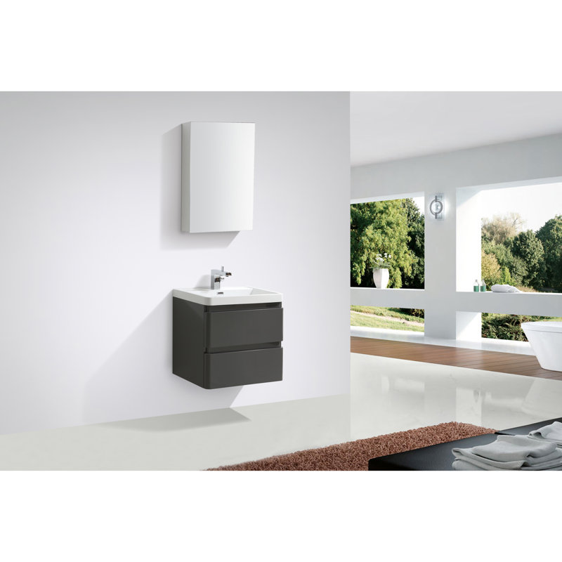 Bridge 600 mm Single Vanity, Gloss Grey