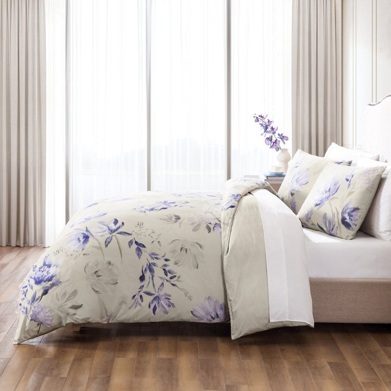 Egyptian Cotton Cotton Sateen Duvet Cover Set Set, King Duvet Cover + 2 King Shams