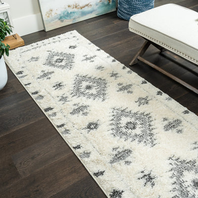 Tapis gris diamant à poils longs