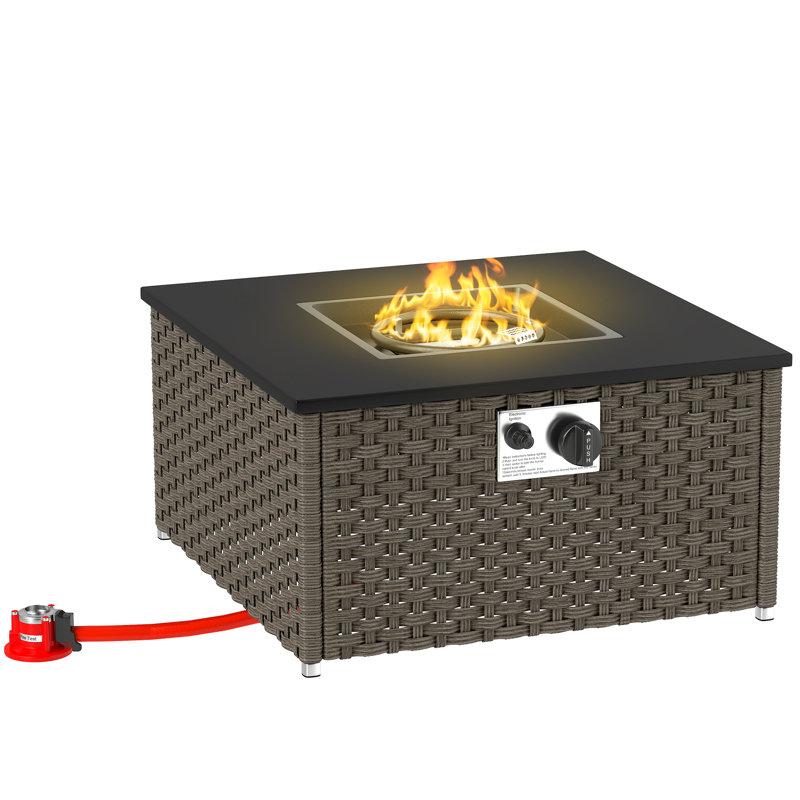Square Steel Propane Smokeless Fire Pit Table