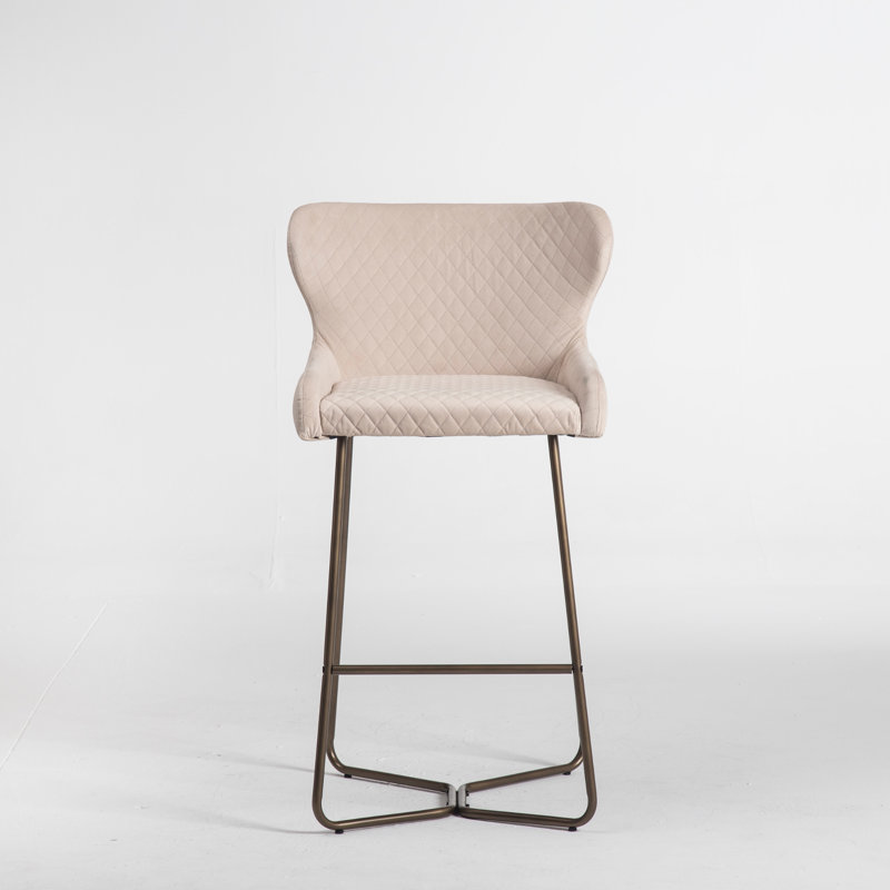 Falls Upholstered and Velvet Bar Stool, Cream