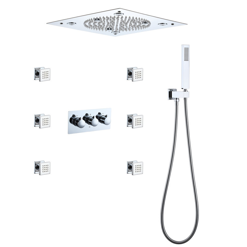 Système de douche complet avec valve brute, Chrome
