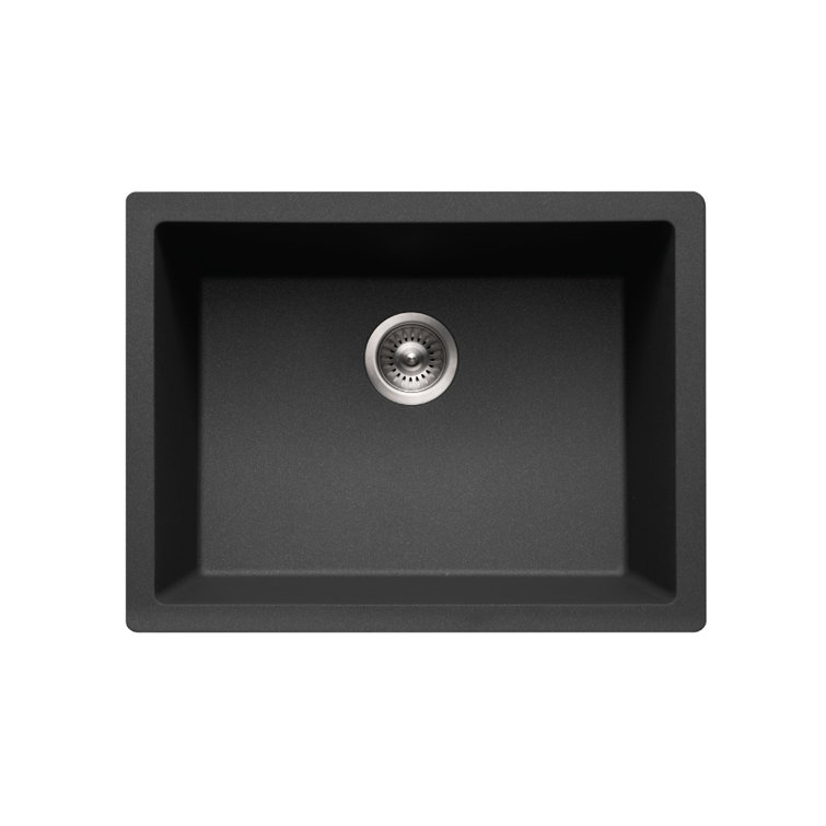 Houzer 24 in Midnite Granite Composite Undermount Single Bowl Kitchen Sink - G-300U MIDNITE