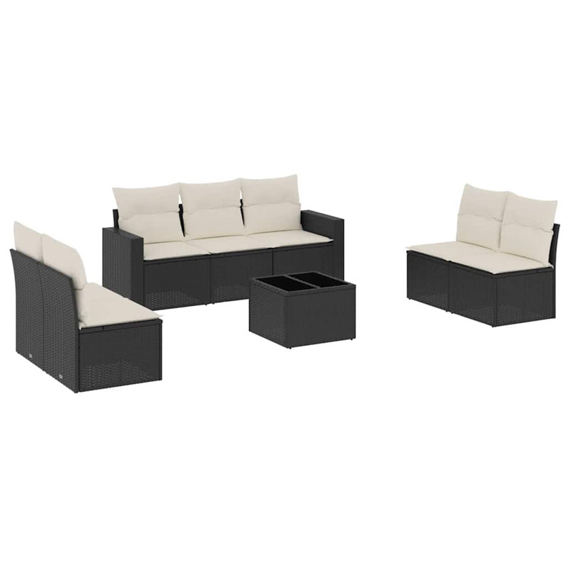 Ensemble de canapé de jardin Vidaxl noir et blanc crème