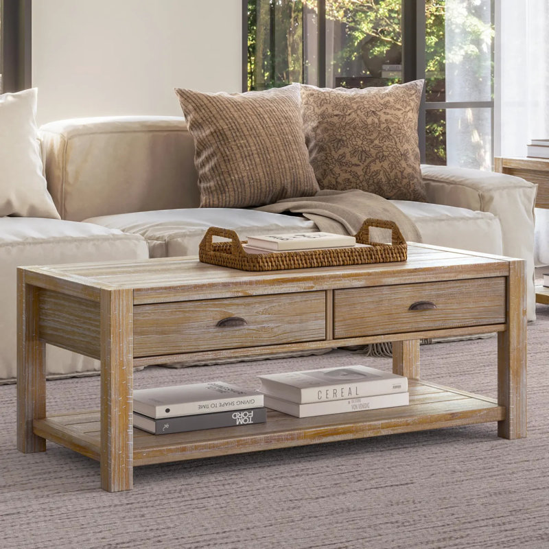 Montauk Solid Wood Coffee Table, Driftwood