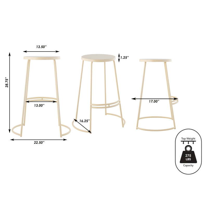 Menadevi Counter Stool with Metal Frame, Almond