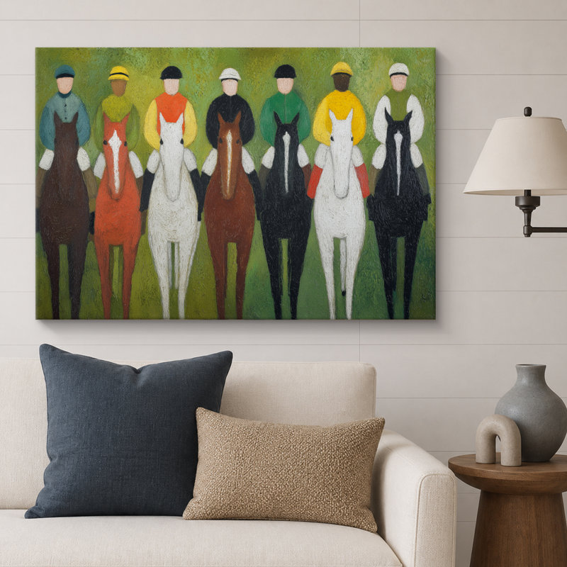 «Racing Jockeys and Horses», reproduction d'art sur toile encadrée, H 24 po x l 36 po x P 1,5 po, Toile tendue