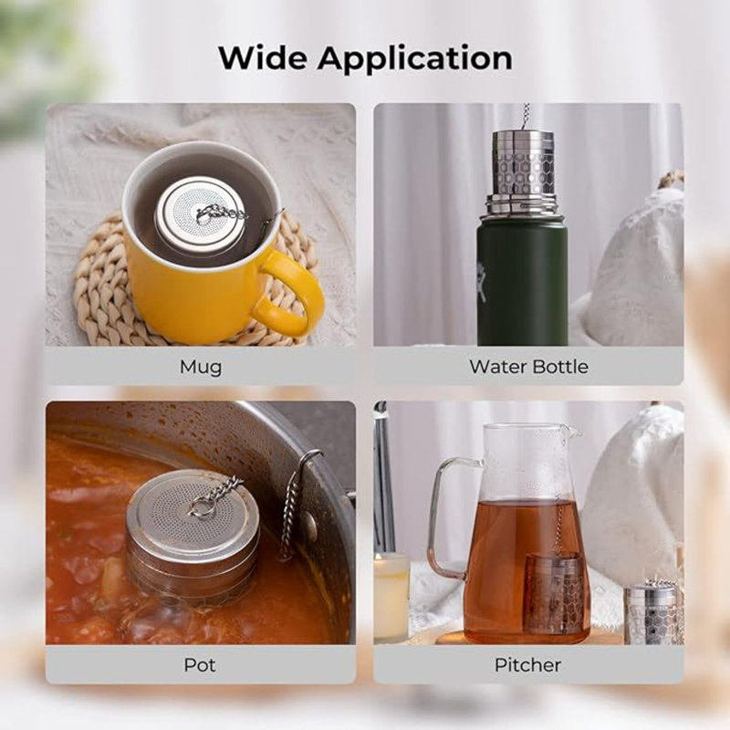 Grand infuseur à thé pour infuseur à thé et à épices pour la cuisson, crépines à maille extra fines, infuseur à thé à feuilles mobiles en acier inoxydable 304 pour thé noir, rooibos, etc.