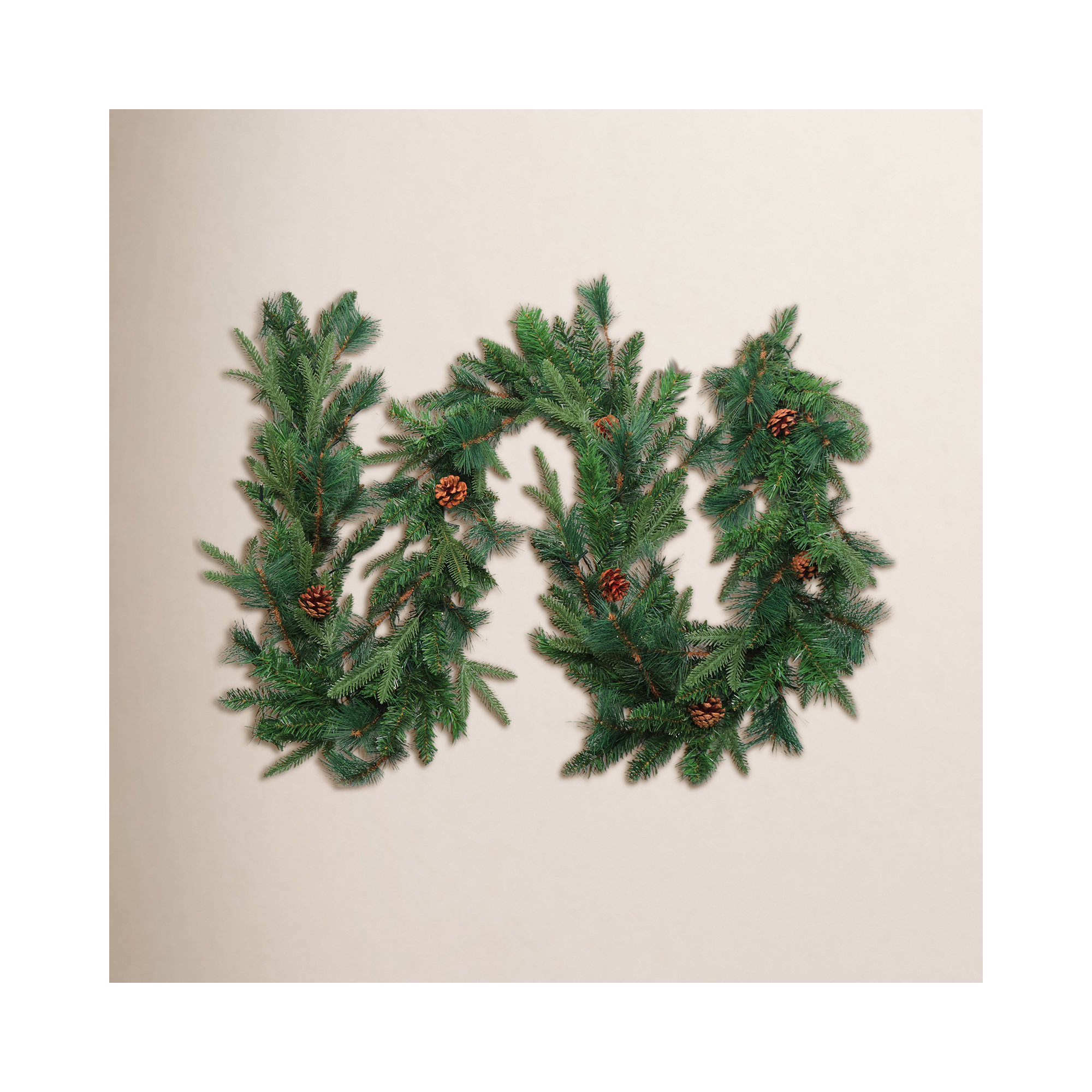12'' in. Lighted Faux Pine Garland, 9' L