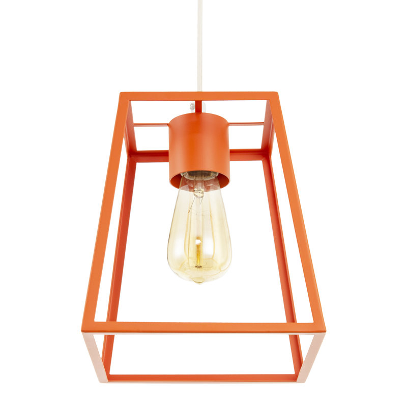 25cm H Metal Square Pendant Shade ( Screw On ), Orange