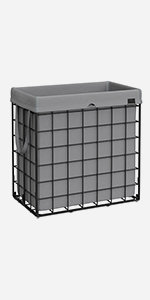 Laundry Hamper with Handles, Black/Grey, 58" H x 48" W x 33" D