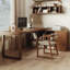 Bureau en bois massif en forme de L brun noyer avec 3 tiroirs-1464380214