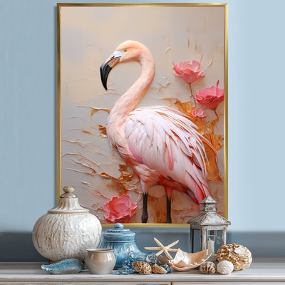 «Elegant Pink Flamingo Paradise III», reproduction d'art sur toile