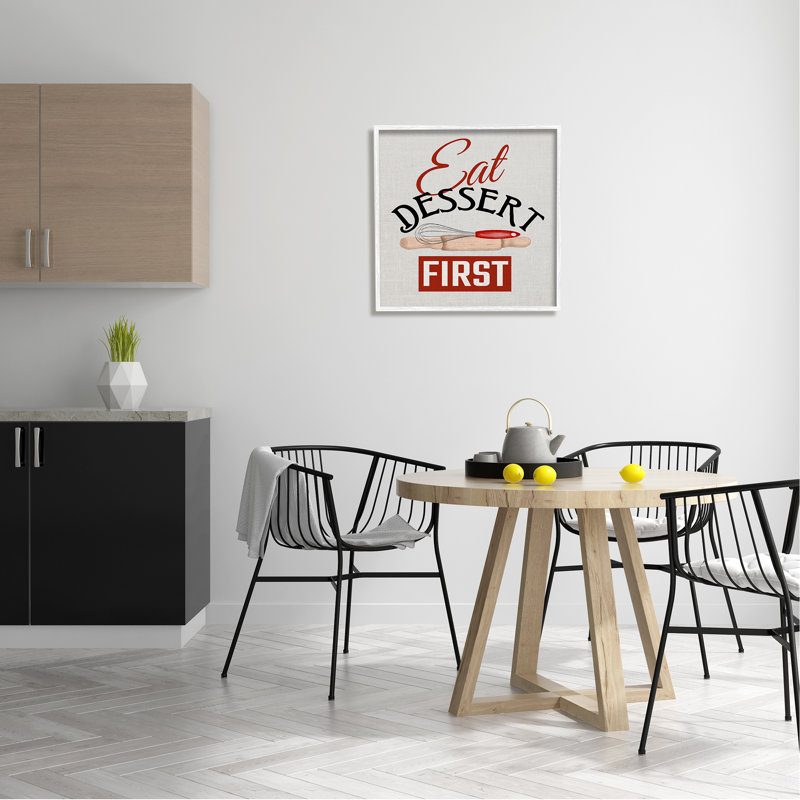 «Eat Dessert First phrase On Wood» par Kim Allen, reproduction, H 24 po x l 24 po x P 1,5 po