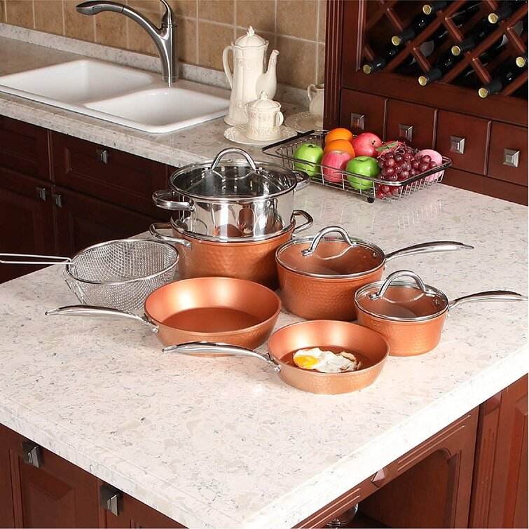 Lagostina Hammered Copper 10 Pc. Cookware Set