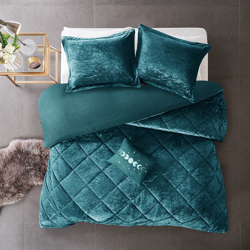 Housse de couette en velours bleu sarcelle pour très grand lit / très grand lit, Sarcelle