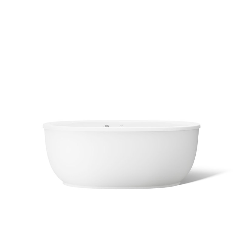 Sunstruck 66" x 36" Freestanding Soaking Acrylic Bathtub with Heater, White