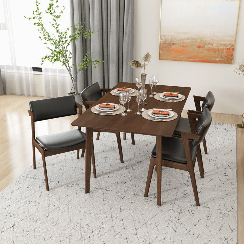 Kentaro Mid-Century Style 5 Piece Solid Wood Dining Set