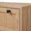 Commode à 3 tiroirs de style Mid-Century avec façades en rotin, commode d'aspect bois au fini chêne naturel pour le rangement de la chambre à coucher ou du salon