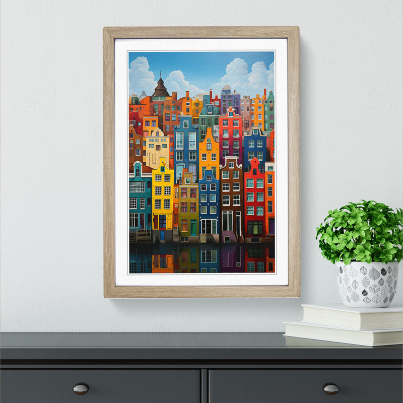 XYZ-FRM-V1223-1789 Amsterdam Colour Field - Single Picture Frame Print on Wood, Oak , 34cm H x 25cm W x 2cm D