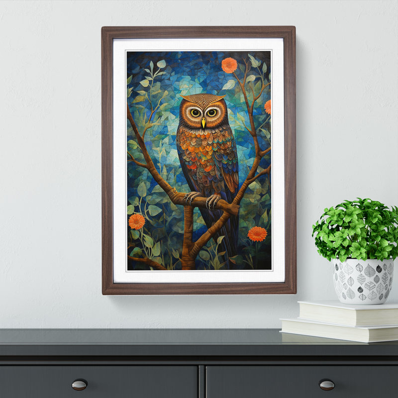 Owl Orphism No.2 - Framed Print, 34cm H x 25cm W x 2cm D, Walnut Framed