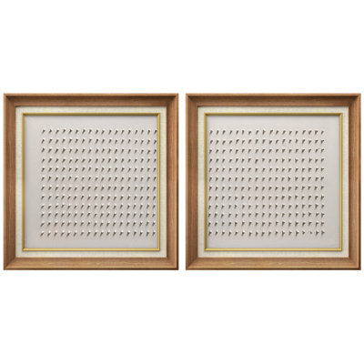 Minimalist White Relief Dot Texture Modern Abstract Wall Decor - Framed Paper Master Bedroom Wall Art 2 Pieces Print