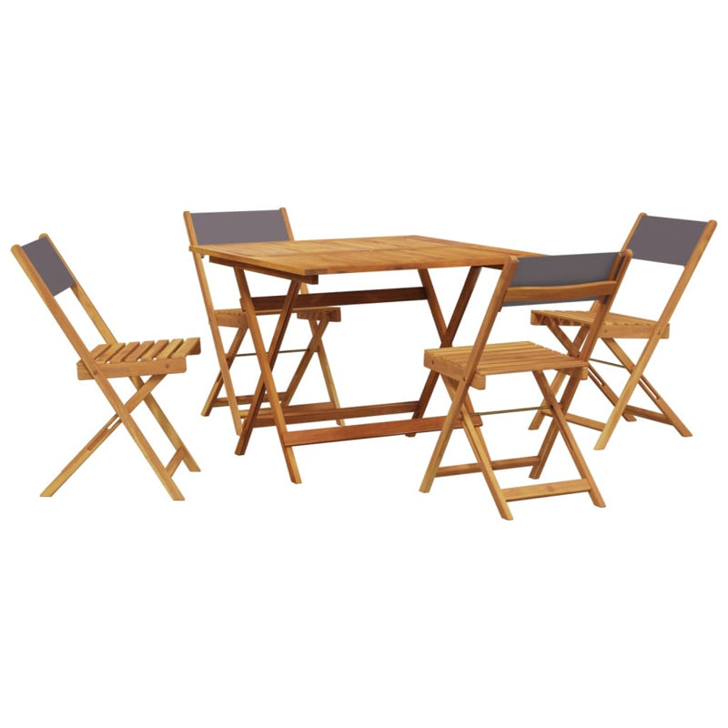 4 - Person Acacia Wood Patio Dining Set with Square Table, Anthracite