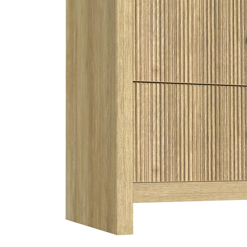 Natural Light Wood Vertical Chest with Black Handles and Felt Lined Drawers