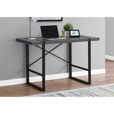 Modern Industrial Computer Desk, 48" With Grey Laminate Tabletop And Black Metal Legs For Home Office Use Leg Structure, Design Work Table